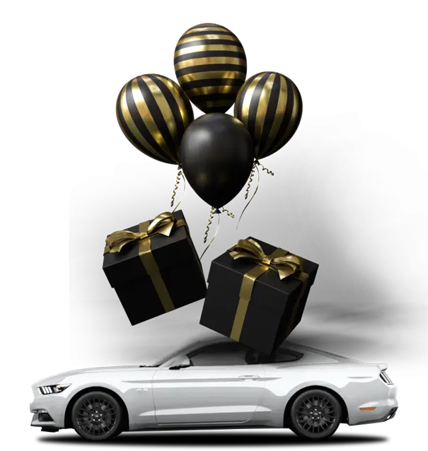 car with balloons mobile